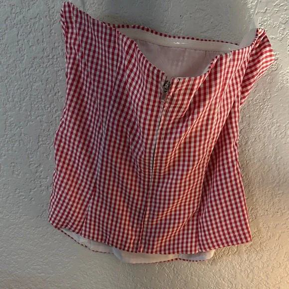Red and White checkered Tina corset top - Picture 3 of 4